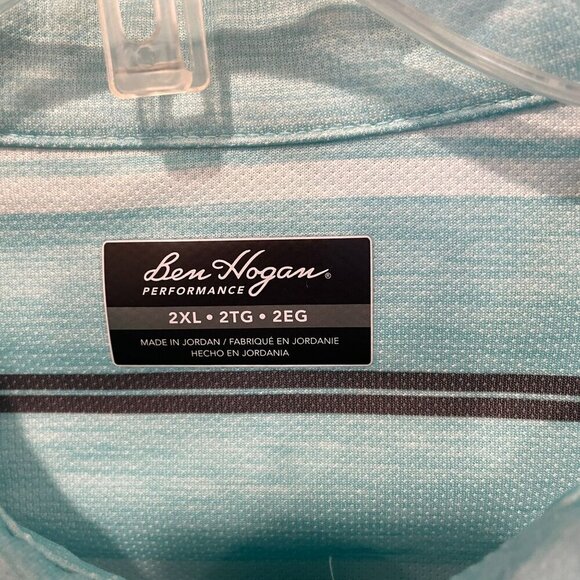 Ben Hogan Performance Men's 3-Button Striped Golf Polo Shirt Sz XXL in Turquoise - Picture 8 of 13